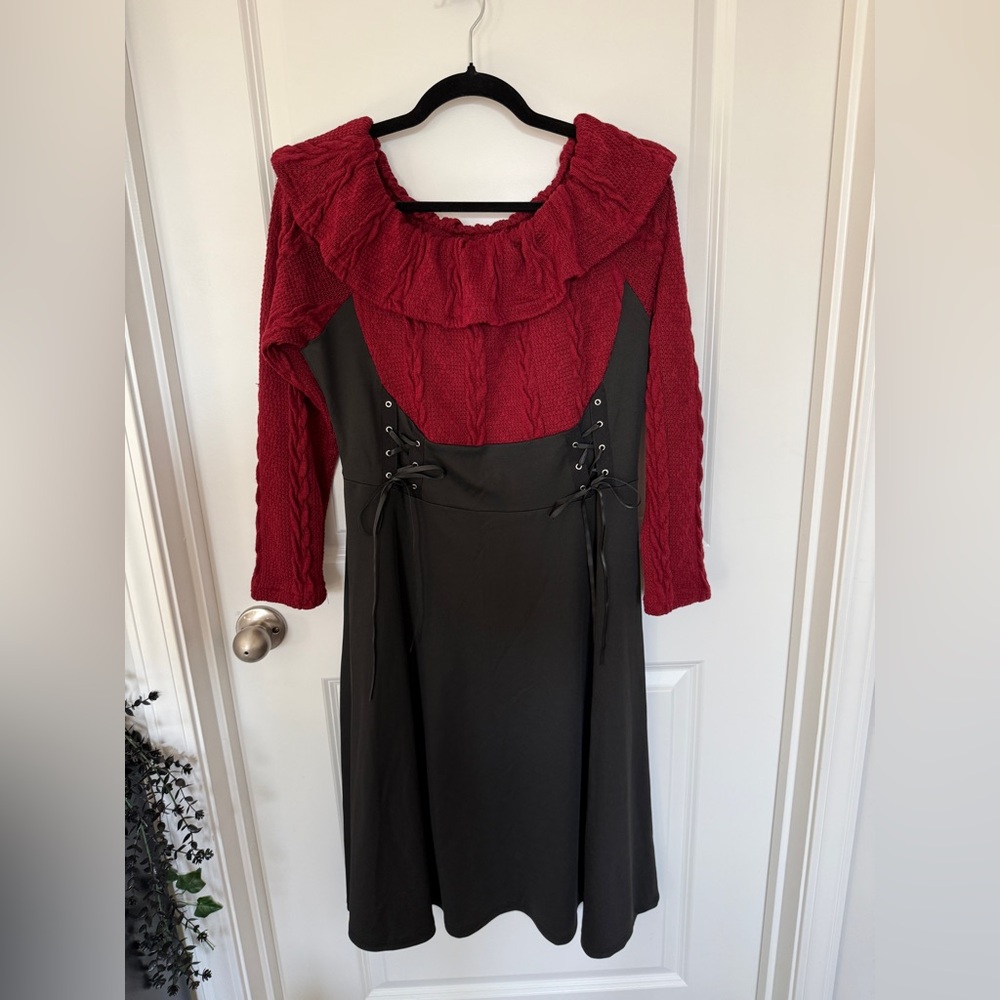 Long Sleeve Dress w/ Corset Ties